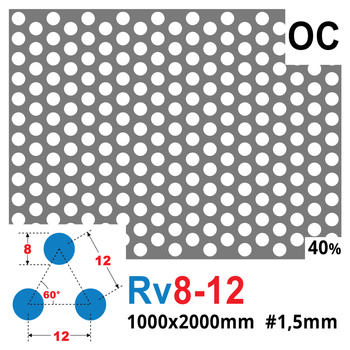 Blacha perforowana OCYNK OCZKO 8 mm PRZERWA 4 mm 1000 x 2000 mm Rv 8-12 Gr. 1,5 mm