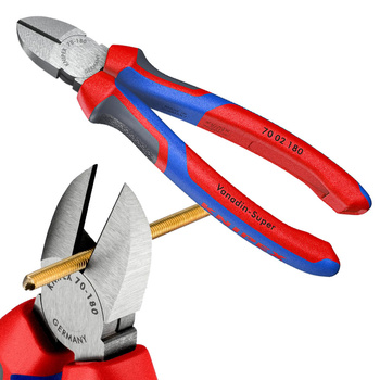 KNIPEX Szczypce tnące boczne do cięcia drutu, rękojeść COMFORT - 180 mm