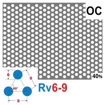 Blacha perforowana OCYNK OCZKO 6 mm PRZERWA 3 mm 200 x 200 mm Rv 6-9 Gr. 1 mm