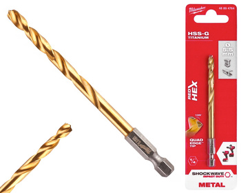 Milwaukee Wiertło udarowe do metalu HSS-G TIN RED HEX 1/4" | 5,5 mm