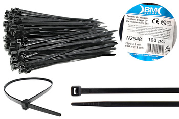 BM Opaska zaciskowa, kablowa, poliamidowa PA 6.6, CZARNA | 250 x 4.8 mm op. 100 szt.