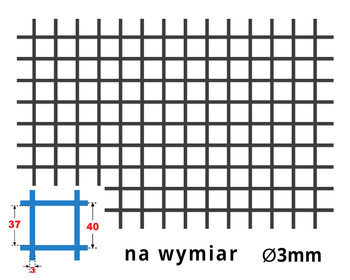 Siatka zgrzewana SUROWA 40 x 40 GR. 3 mm - NA WYMIAR