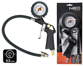 NEO Pistolet do pompowania z manometrem 12 bar 14-714