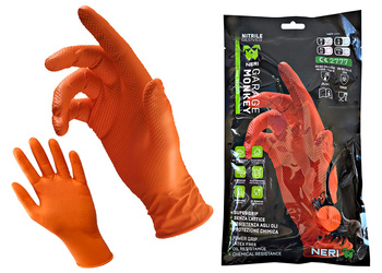 BETA Rękawice nitrylowe, jednorazowe GARAGE MONKEY POMARAŃCZOWE | Rozmiar M / 8 | op. 10 szt.