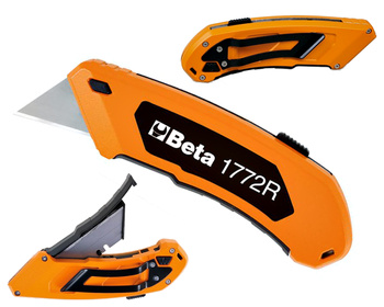 BETA Nóż z ostrzem trapezowym chowanym + 5 ostrzy 1772R