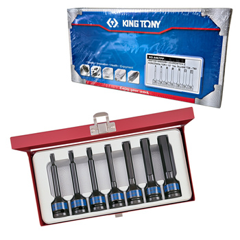KING TONY Zestaw nasadek UDAROWYCH DŁUGICH 1/2" TORX T25 - T60 Cr-Mo