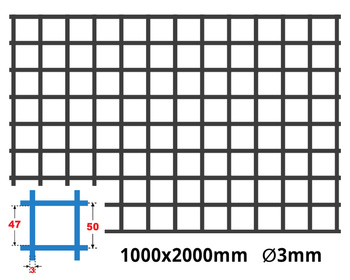Siatka zgrzewana SUROWA 50 x 50 GR. 3 mm 1000 x 2000 mm