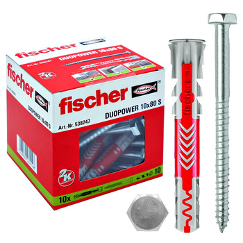 Kołki FISCHER DUOPOWER 10 x 80 S Z WKRĘTEM Op. 10 szt.