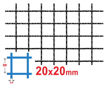 Siatka karbowana SUROWA 20 x 20 x 2,5 mm | ok. 200x200 mm