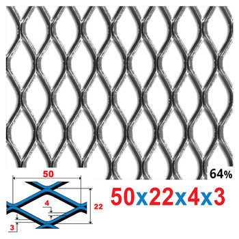 Siatka cięto-ciągniona SUROWA 50 x 22 x 4 x 3 | ok. 200 x 200  mm