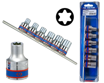 KING TONY Zestaw nasadek GWIAZDKOWYCH KRÓTKICH 1/2" E10 - E20 Cr-V