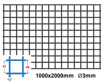 Siatka zgrzewana SUROWA 40 x 40 GR. 3 mm 1000 x 2000 mm