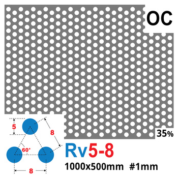 Blacha perforowana OCYNK OCZKO 5 mm PRZERWA 3 mm 1000 x 500 mm Rv 5-8 Gr. 1 mm