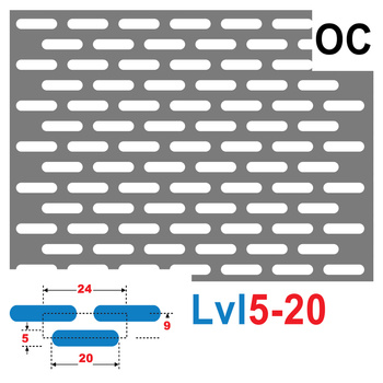 Blacha perforowana OCYNK fasolka LVL 5-20 ok. 200 x 200 mm GR. 1 mm