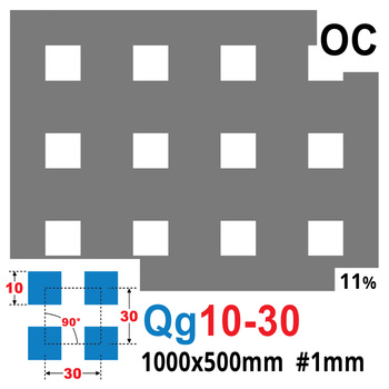 Blacha perforowana OCYNK 10X10 mm PRZERWA 20 mm 1000 x 500 mm Qg 10-30 Gr. 1 mm