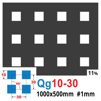 Blacha perforowana SUROWA 10X10 mm PRZERWA 20 mm 1000 x 500 mm Qg 10-30 Gr. 1 mm