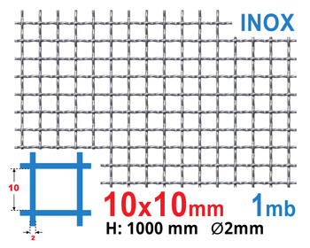 Siatka karbowana NIERDZEWNA 10 x 10 x 2,0 mm 1000 mm | 1 MB