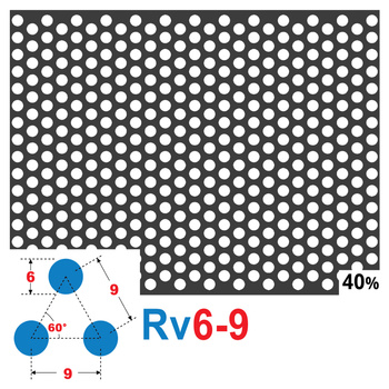 Blacha perforowana SUROWA OCZKO 6 mm PRZERWA 3 mm 200 x 200 mm Rv 6-9 Gr. 1,5 mm