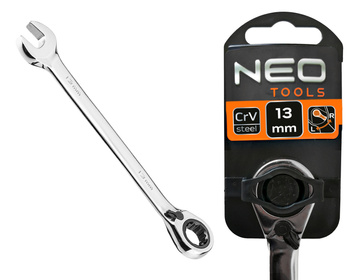 NEO Klucz płasko-oczkowy z grzechotką i przełącznikiem 09-325 | 13 mm