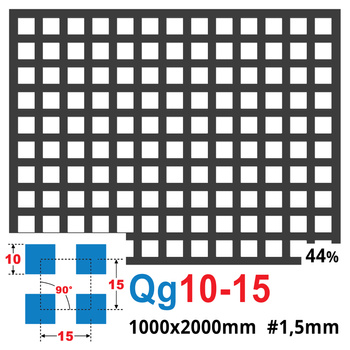 Blacha perforowana SUROWA 10X10 mm PRZERWA 5 mm 1000 x 2000 mm Qg 10-15 Gr. 1,5 mm
