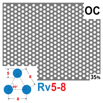 Blacha perforowana OCYNK OCZKO 5 mm PRZERWA 3 mm 200 x 200 mm Rv 5-8 Gr. 1 mm