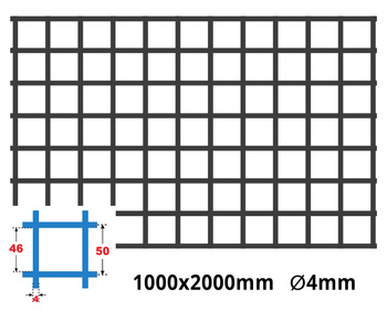 Siatka zgrzewana SUROWA 50 x 50 GR. 4 mm 1000 x 2000 mm