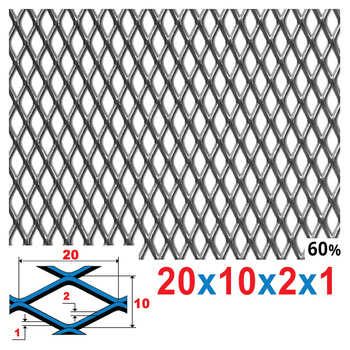 Siatka cięto-ciągniona SUROWA 20 x 10 x 2 x 1 | ok. 200 x 200  mm
