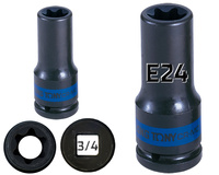 KING TONY Klucz nasadka DŁUGA UDAROWA 3/4" GWIAZDKA TORX WEW E24 x 110 mm 