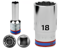 KING TONY Klucz nasadka DŁUGA 1/2" 12-KĄTNA 18 x 77 mm 