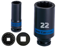 KING TONY Klucz nasadka UDAROWA DŁUGA 1/2" 12-KĄTNA 22 x 80 mm 