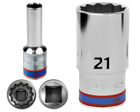 KING TONY Klucz nasadka DŁUGA 1/2" 12-KĄTNA 21 x 77 mm 
