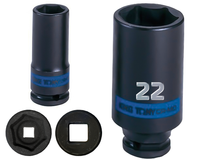 KING TONY Klucz nasadka UDAROWA DŁUGA 1/2" 6-KĄTNA 22 x 80 mm