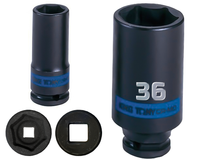 KING TONY Klucz nasadka UDAROWA DŁUGA 1/2" 6-KĄTNA 36 x 80 mm