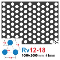 Blacha perforowana SUROWA OCZKO 12 mm PRZERWA 6 mm 1000 x 2000 mm Rv 12-18 Gr. 1 mm
