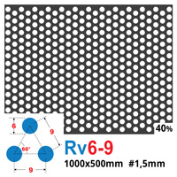 Blacha perforowana SUROWA OCZKO 6 mm PRZERWA 3 mm 1000 x 500 mm Rv 6-9 Gr. 1,5 mm