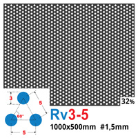 Blacha perforowana SUROWA OCZKO 3 mm PRZERWA 2 mm 1000 x 500 mm Rv 3-5 Gr. 1,5 mm