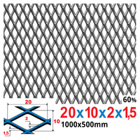 Siatka cięto-ciągniona SUROWA 20 x 10 x 2 x 1,5 | 1000 x 500 mm