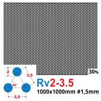Blacha perforowana SUROWA OCZKO 2 mm PRZERWA 1,5 mm 1000 x 1000 mm Rv 2-3,5 Gr. 1,5 mm