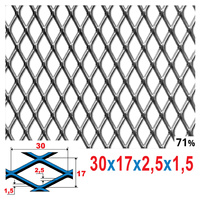 Siatka cięto-ciągniona SUROWA 30 x 17 x 2,5 x 1,5 | ok. 200 x 200 mm