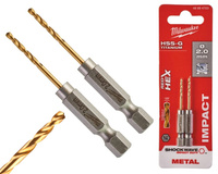 Milwaukee Wiertło udarowe do metalu HSS-G TIN RED HEX 1/4" 2 szt. | 2,0 mm