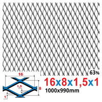 Siatka cięto-ciągniona SUROWA 16 x 8 x 1,5 x 1 | 1000 x 990 mm