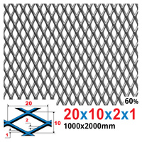 Siatka cięto-ciągniona SUROWA 20 x 10 x 2 x 1 | 1000 x 2000 mm
