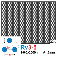 Blacha perforowana SUROWA OCZKO 3 mm PRZERWA 2 mm 1000 x 2000 mm Rv 3-5 Gr. 1,5 mm