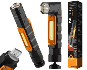 NEO Latarka akumulatorowa LED USB 300 lm 2w1 CREE XPE 99-034