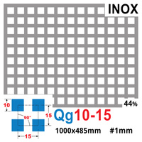 Blacha perforowana INOX 10X10 mm PRZERWA 5 mm 1000 x 485 mm Qg 10-15 Gr. 1 mm