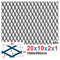 Siatka cięto-ciągniona SUROWA 20 x 10 x 2 x 1 | 1000 x 990 mm