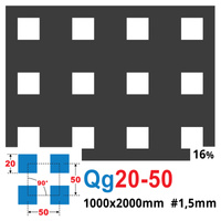 Blacha perforowana SUROWA 20X20 mm PRZERWA 30 mm 1000 x 2000 mm Qg 20-50 GR. 1,5 mm