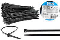 BM Opaska zaciskowa, kablowa, poliamidowa PA 6.6, CZARNA | 300 x 4.8 mm op. 100 szt.