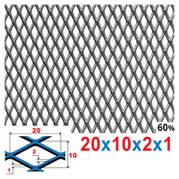 Siatka cięto-ciągniona SUROWA 20 x 10 x 2 x 1 | ok. 200 x 200  mm