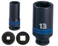 KING TONY Klucz nasadka UDAROWA DŁUGA 1/2" 6-KĄTNA 13 x 80 mm